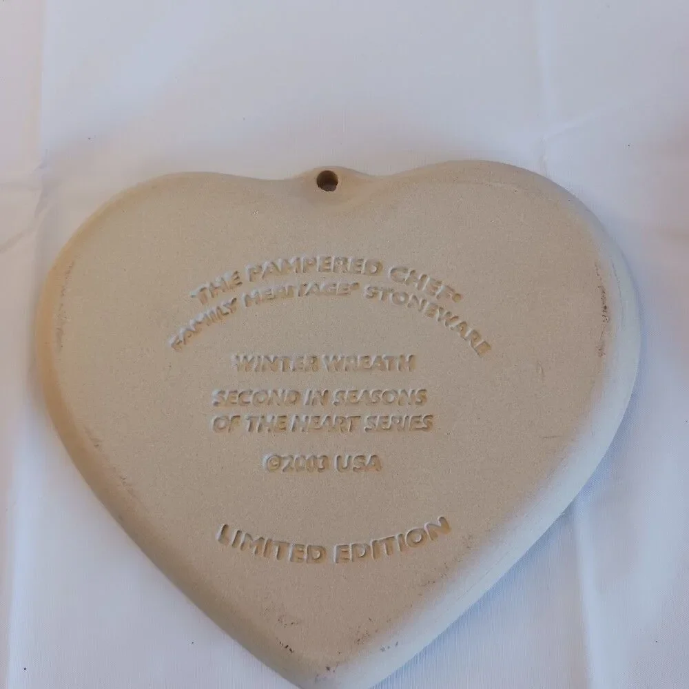 Two Pampered Chef Family Heritage Winter Wreath Welcome Home Heart Cookie Molds